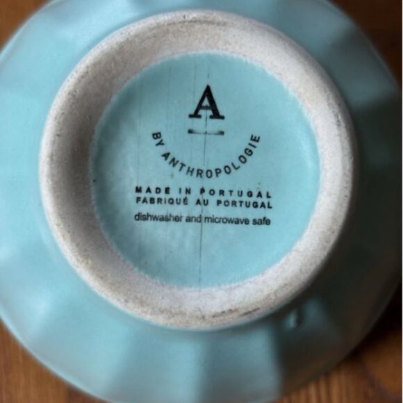 Anthropologie Biscuit 3 1/2" Mini Matte Latte Nut Bowl Seafoam - Picture 2 of 3